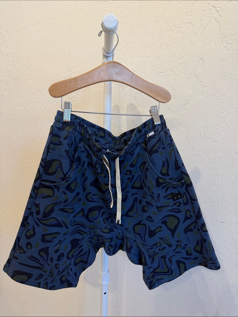 Kids Blue Camouflage Drawstring Shorts